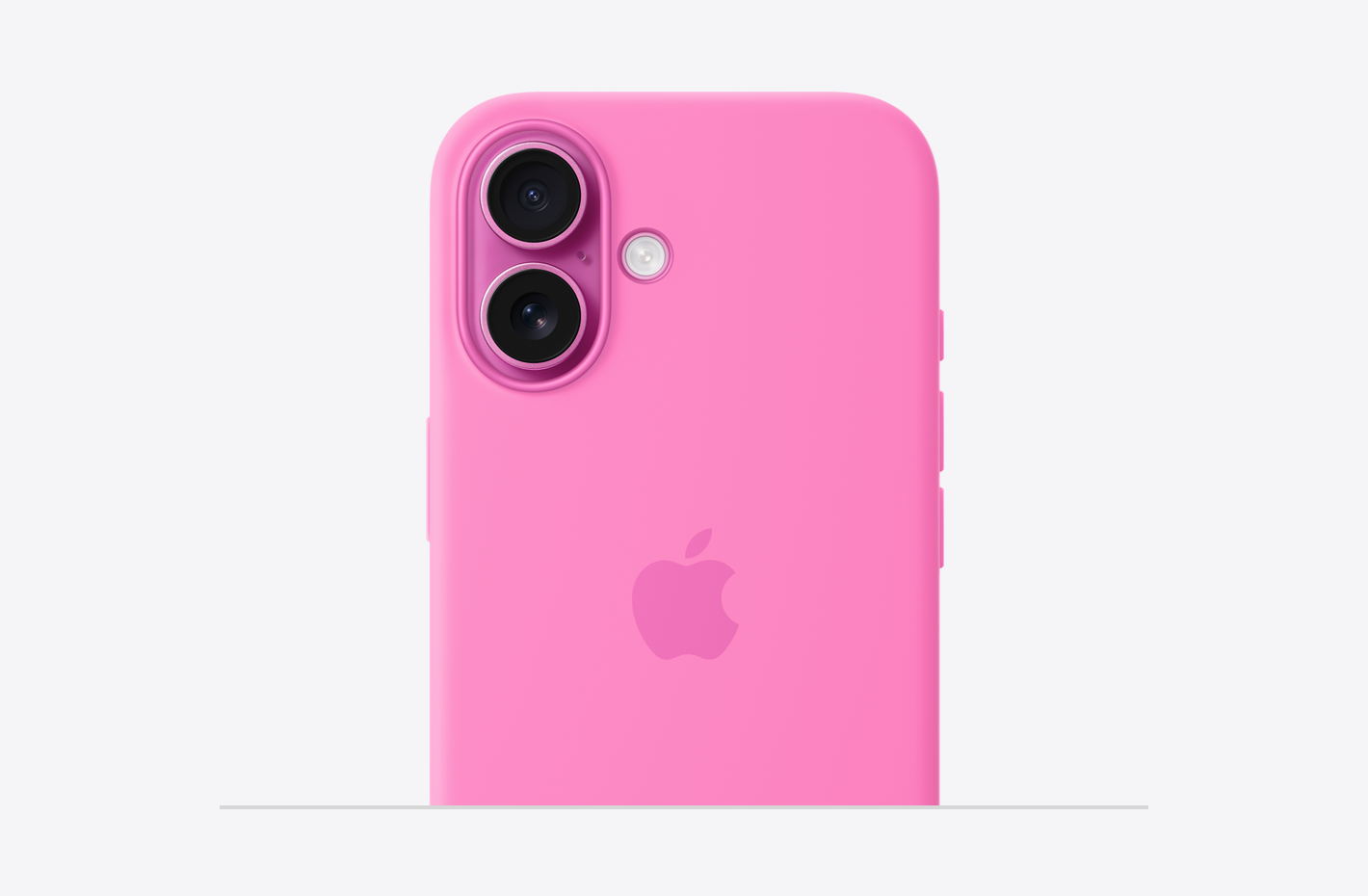 iPhone 16 Peony Silicone case with MagSafe, attached to iPhone 16  Pink finish.
