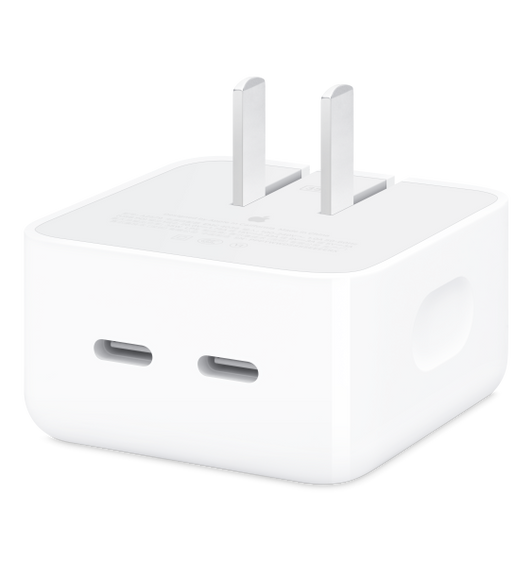 35W 双 USB-C 端口小型电源适配器能让你轻松地同时为两部设备充电。