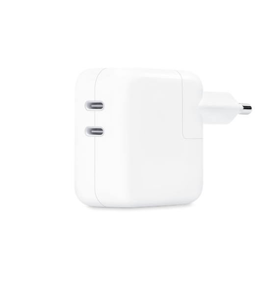 อะแดปเตอร์แปลงไฟ USB-C แบบพอร์ตคู่ขนาด 35 วัตต์ให้คุณชาร์จอุปกรณ์สองชิ้นพร้อมกันได้
