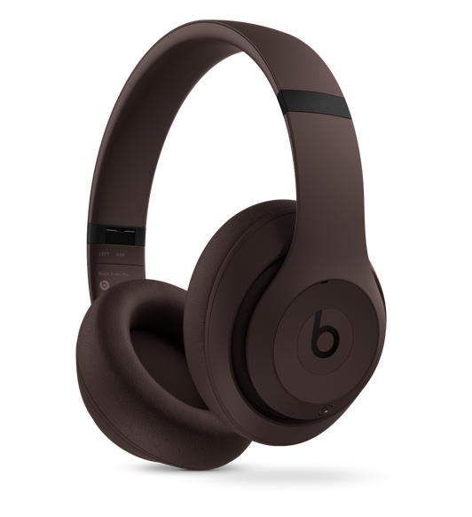 Beats Studio Pro Wireless Headphones in Deep Brown, with ultra-plush engineered leather cushions for extended comfort and durability.