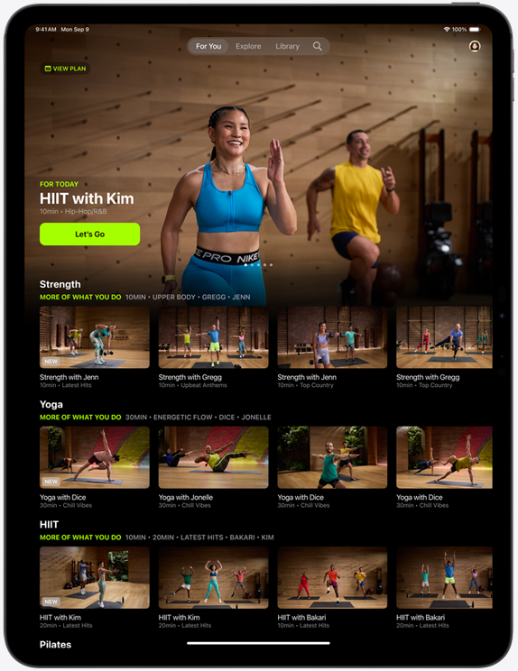 iPad Pro showing start screen for HIIT with Kim
