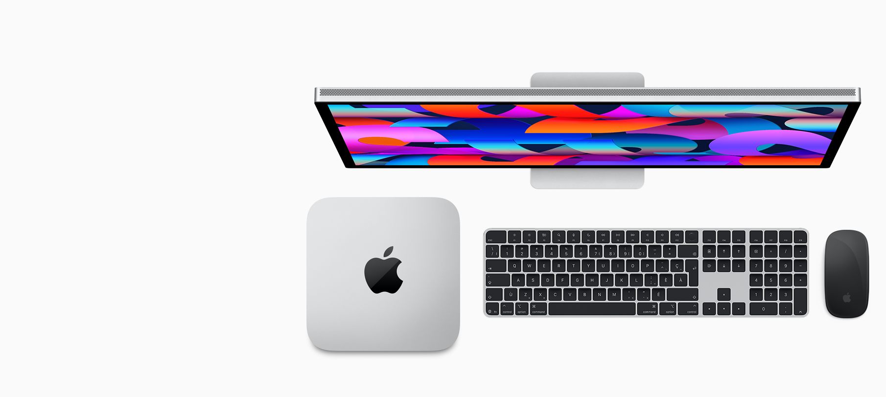 Studio Display, Mac Studio, Magic Keyboard avec Touch ID et pavé numérique, et Magic Mouse