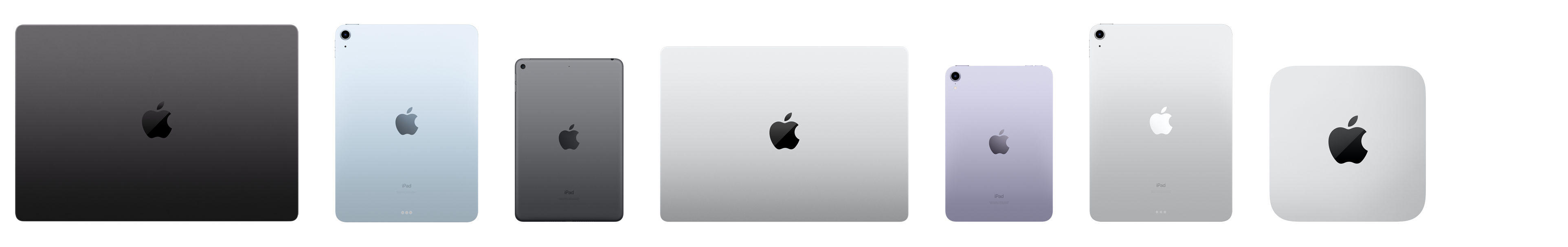 Apple 產品，包括 iPad、MacBook、AirPods 及 Mac mini。